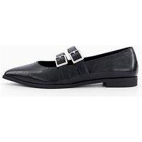 V By Very Pointed Double Strap Baller Pumps - Black