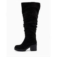 V By Very Block Heel Slouch Knee Boots - Black