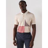 Boss Mens Golf Paddy Striped Regular Firt Polo - Beige