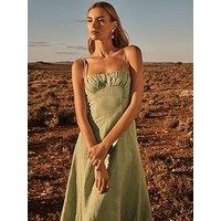 Forever New Camilla Strappy Ruched Midi Dress - Green