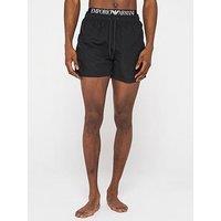 Emporio Armani Bodywear Logo Double Waistband Swimshorts - Black/White