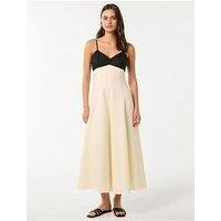 Forever New Ada Contrast Linen Midi Dress - Multi