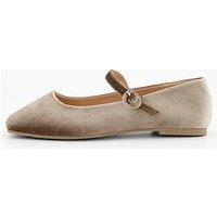 V By Very Wide Fit Velvet Ballet Pump - Beige