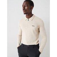 Boss Mens Golf Momentum Lite Long Sleeve Polo - Beige
