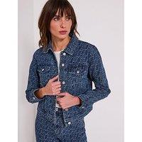 Armani Exchange Logo Jacquard Denim Jacket - Blue