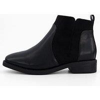 V By Very Extra Wide Fit Flat Ankle Boots - Black