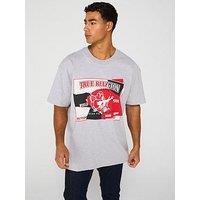 True Religion Short Sleeve Torn Logo T-Shirt - Grey