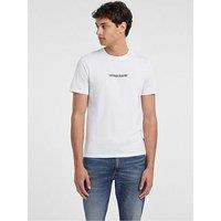 Guess Jeans Short Sleeve Slim Fit Logo Embroidered T-Shirt - White