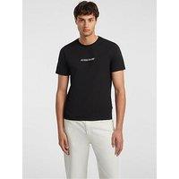 Guess Jeans Short Sleeve Slim Fit Logo Embroidered T-Shirt - Black