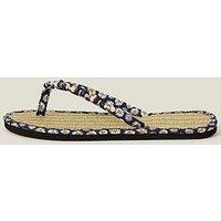Accessorize Daisy Print Seagrass Sandal - Navy