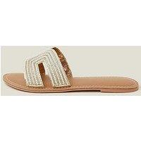 Accessorize Pearl Embellished Cut-Out Sliders - Cream