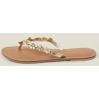 Accessorize Diamante Flower Flip Flop Sandals - Gold