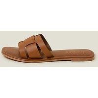 Accessorize Leather Geometric Cut Out Slider - Tan