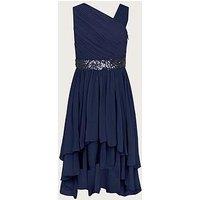 Monsoon Girls Abigail One Shoulder Prom Dress - Navy