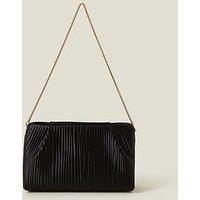Accessorize Satin Pleated Clutch - Black