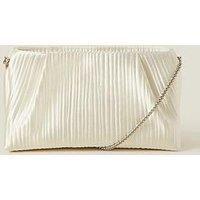 Accessorize Bridal Satin Pleated Clutch - Ivory