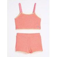 River Island Mini Mini Girls Textured Bikini Top Set - Orange