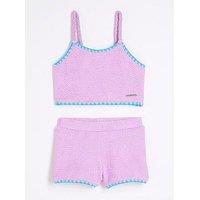 River Island Mini Mini Girls Textured Bikini Top Set - Purple