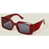 Accessorize Burgundy Chunky Rectangle Sunglasses - Burgundy