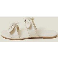 Accessorize Double Bow Leather Strap Sandals - Cream