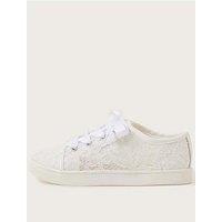 Monsoon Girls Princess Lace Trainer - Light Cream