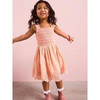 River Island Mini Mini Girls Broidery Bubble Hem Dress - Coral
