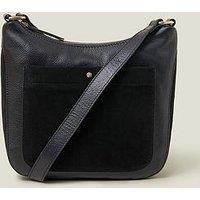 Accessorize Leather Messenger Bag - Black