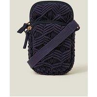 Accessorize Macrame Phone Bag - Navy