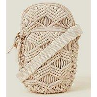Accessorize Macrame Phone Bag - Cream