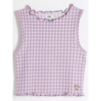 River Island Girls Gingham Tank Top - Purple
