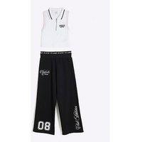 River Island Girls Graffiti Sleeveless Polo Set - Black