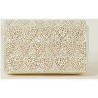 Accessorize Bridal Heart Pearl Clutch - Ivory