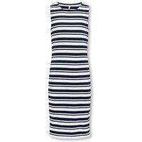 Only Kids Girls Stripe Bodycon Midi Dress - Navy