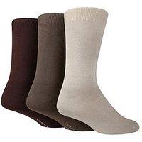 Glenmuir Classic 3 Pack Plain Bamboo Crew Socks - Beige