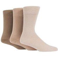 Glenmuir Classic 3 Pack Gentle Grip Cotton Crew Socks - Beige