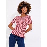 Joe Browns Striped Short Sleeve Jersey Top - Red
