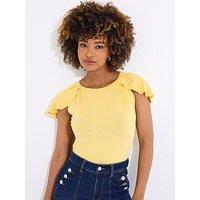 Joe Browns Freya Flutter Sleeve Jersey Top - Yellow