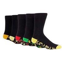 Wild Feet 5 Pack Bamboo Crew Socks - Black