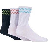 Wild Feet 3 Pack Sports Crew Socks - White/Black