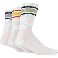 Wild Feet 3 Pack Stripe Sports Crew Socks - White