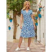 Joe Browns Delicate Floral Print Jersey Dress - Blue