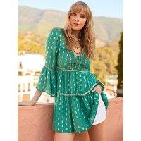 Joe Browns Festival Vibes Beaded Tunic Dress - Green