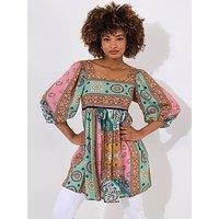 Joe Browns Isla Patchwork Tunic Dress - Green