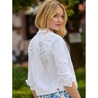 Joe Browns Wonders Embellished Wings Stretch Canvas Jacket - White