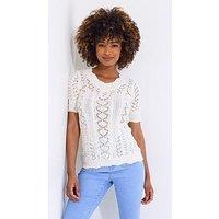 Joe Browns Lola Short Sleeve Patterned Knit Jumper - Cream