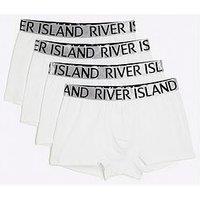River Island 4 Pack Contrast Waistband Trunks - White