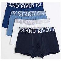 River Island Sateen Contrast 4 Pack Trunks - Blue