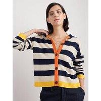 Seasalt Cornwall Pinwell Stripe Lambswool Cardigan - Navy