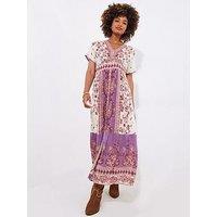 Joe Browns Vivienne Placement Print Maxi Dress - Purple