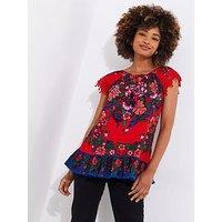 Joe Browns Joyful Floral Boho Top - Red